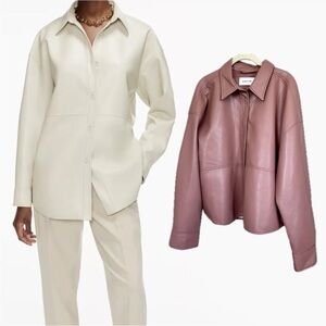 ARITZIA BABATON PELLI SHIRT JACKET VEGAN LEATHER SIZE S IN BLUSH